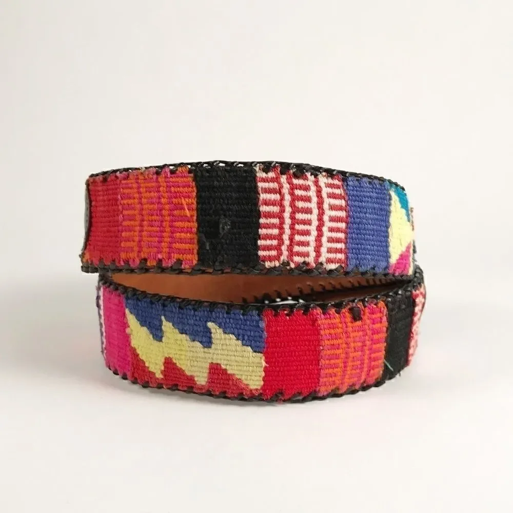 Vintage 90's Black belt with Colorful Pattern